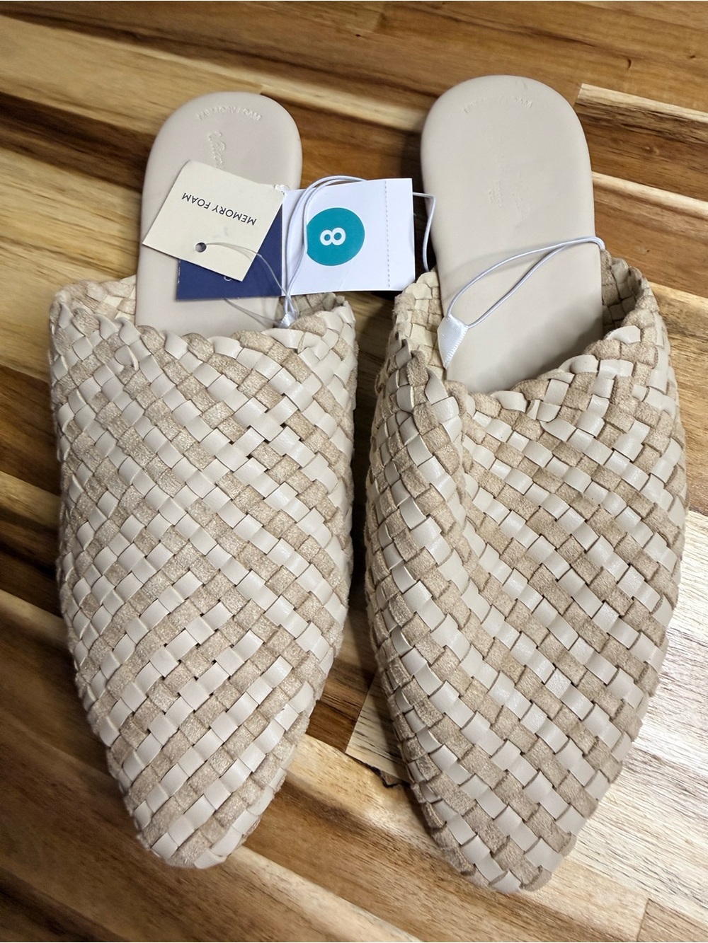 Universal Thread Beige Woven Pointed Slip-On Mules